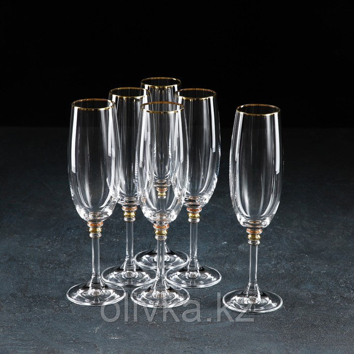 Набор бокалов для шампанского Bohemia Crystal «Оливия», 190 мл, 6 шт - фото 1 - id-p113243905
