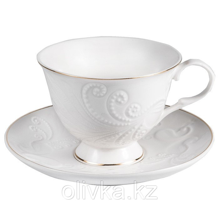 Чайный набор Balsford «Грация», 14 предмета, 220 мл, белый рельефный рисунок с золотом - фото 3 - id-p113271222