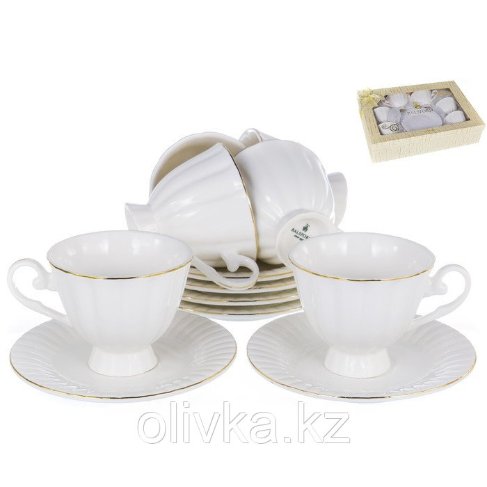 Кофейный набор Balsford «Грация», 12 предметов, декор белый с золотом - фото 1 - id-p113272238