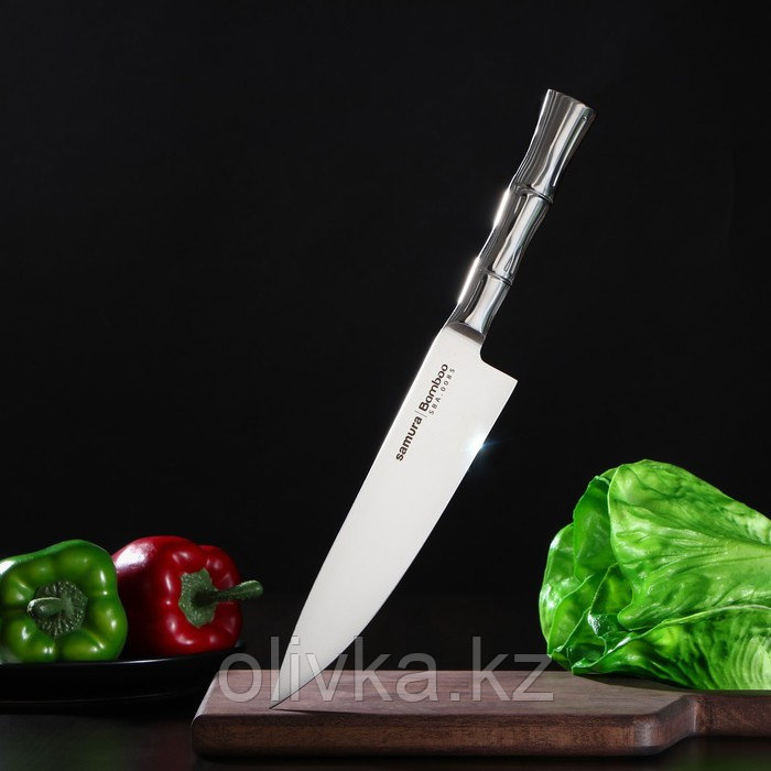 Нож кухонный Samura BAMBOO, шеф, лезвие 20 см, стальная рукоять - фото 1 - id-p113244836