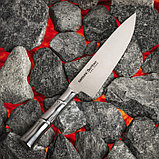 Нож кухонный Samura BAMBOO, шеф, лезвие 20 см, стальная рукоять, фото 2