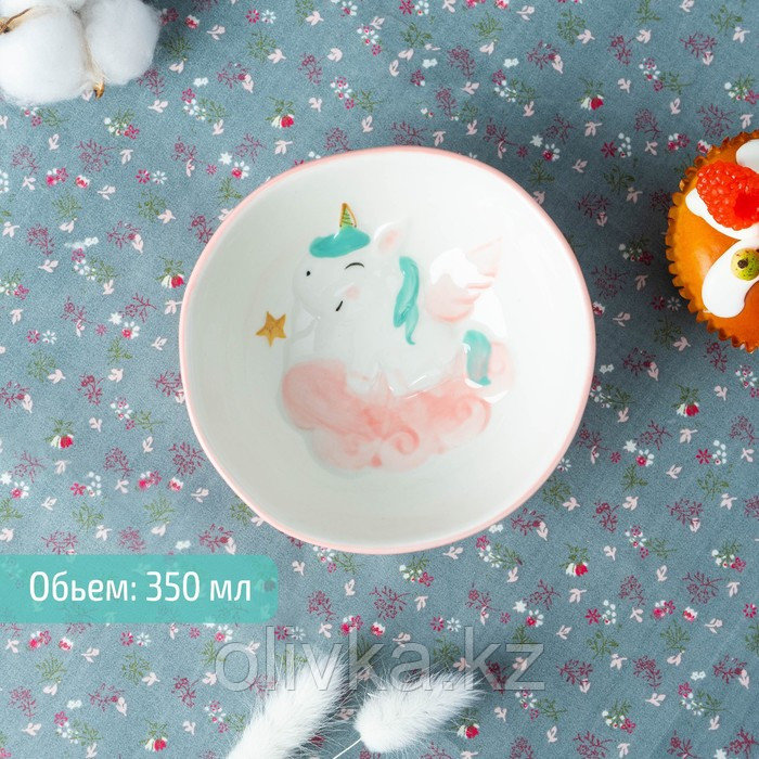 Миска керамическая «Единорог», 300 мл, d=12 см, цвет разноцветный - фото 2 - id-p113253871
