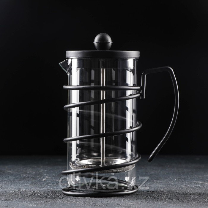 Чайник заварочный френч - пресс «Лофт», 600 мл, стекло, цвет чёрный - фото 1 - id-p113264183