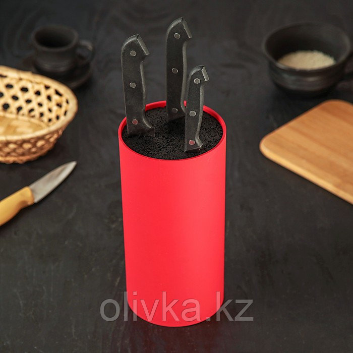 Подставка для ножей с наполнителем «Нео», 22×11 см, покрытие soft-touch, цвет красный - фото 2 - id-p113252157