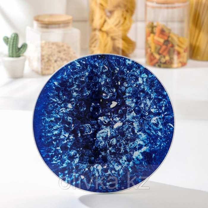 Доска разделочная стеклянная Доляна «Голубой Агат», d=20 см, цвет синий - фото 1 - id-p113265067