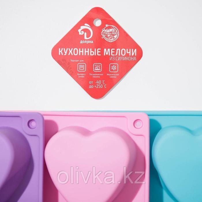Форма силиконовая для выпечки Доляна «Сердце», 26,5×18 см, 6 ячеек, цвет МИКС - фото 6 - id-p113249541