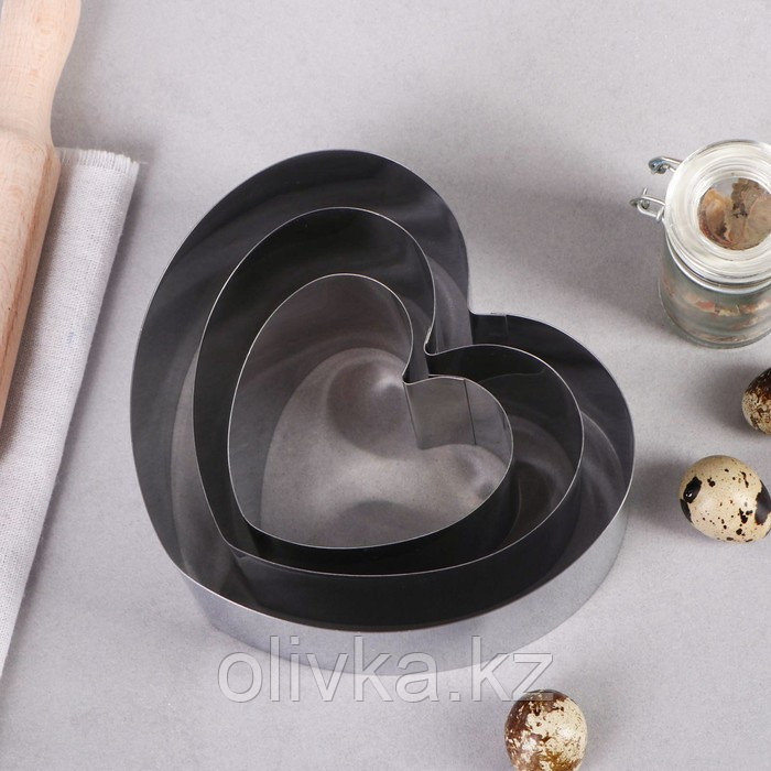 Набор форм для выпечки и выкладки "Сердце", 15 х 15 х 8,5 см, 3 шт. - фото 2 - id-p113253059