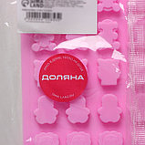 Форма силиконовая для мармелада Доляна «Зоопарк», 18,5×15×0,5 см, 49 ячеек (2×1,5 см), цвет розовый, фото 6