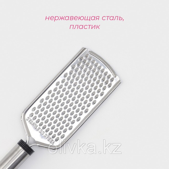 Тёрка Доляна «Помощник», 24 см, с ручкой, цвет серебряный, чёрный - фото 2 - id-p113243921