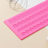 Силиконовый коврик для айсинга Доляна «Узкие полосы», 40×12 см, цвет розовый, фото 3