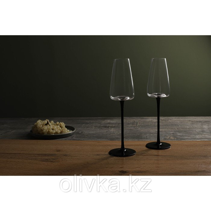 Бокал стеклянный для шампанского Magistro «Амьен», 240 мл, длина ножки 15,1 см, цвет чёрный - фото 4 - id-p113267528