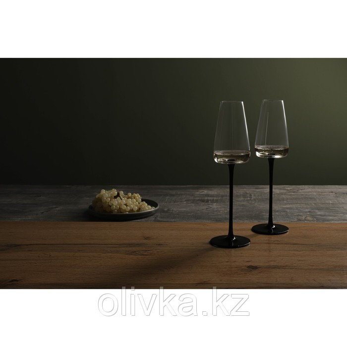 Бокал стеклянный для шампанского Magistro «Амьен», 240 мл, длина ножки 15,1 см, цвет чёрный - фото 7 - id-p113267528