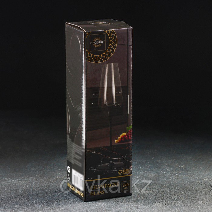 Бокал стеклянный для шампанского Magistro «Амьен», 240 мл, длина ножки 15,1 см, цвет чёрный - фото 8 - id-p113267528