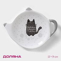 Подставка под чайный пакетик Доляна «Уютные коты», 12×9 см
