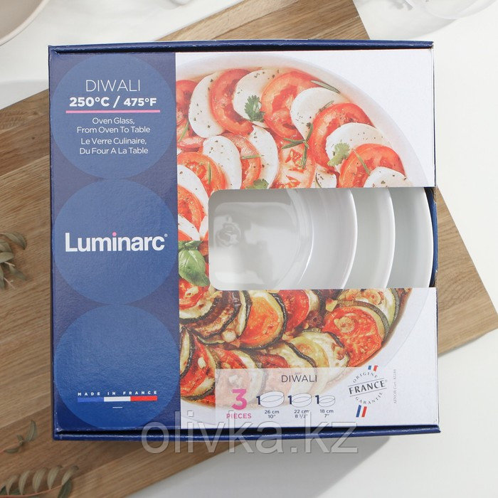 Набор форм для запекания Luminarc Diwali, 3 шт: 1,3 л, 2 л, 2,8 л, стеклокерамика, цвет белый - фото 6 - id-p113253081