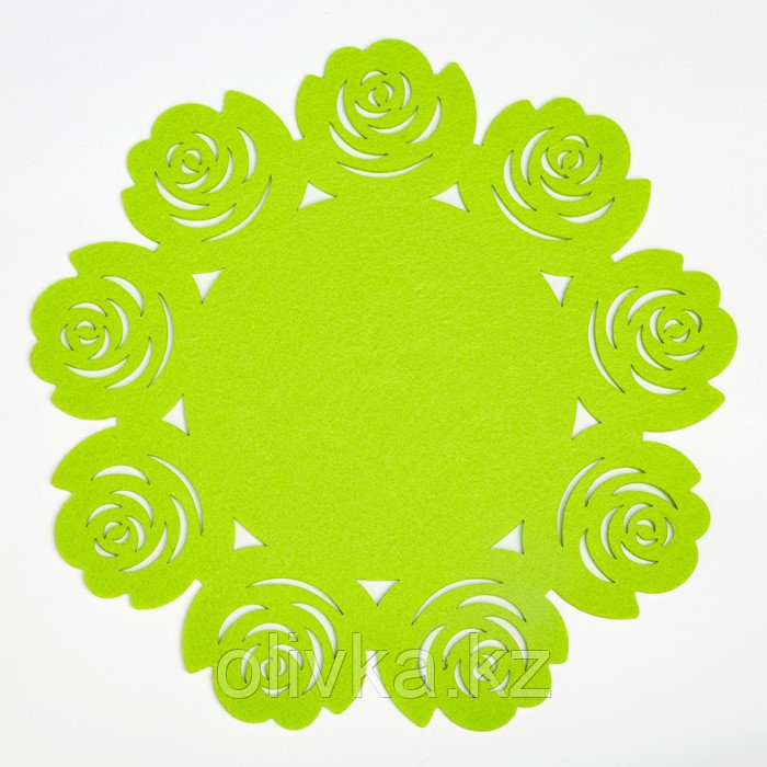 Салфетка декоративная Доляна"Цветы" цвет зеленый, d 30 см, 100% п/э, фетр - фото 2 - id-p113263378
