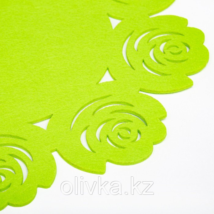 Салфетка декоративная Доляна"Цветы" цвет зеленый, d 30 см, 100% п/э, фетр - фото 3 - id-p113263378