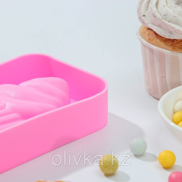 Форма силиконовая для мороженого Доляна «Капкейк», 14×7,5×2,5 см, цвет розовый - фото 4 - id-p113263387