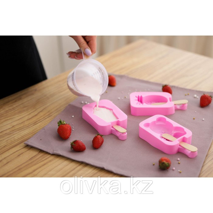 Форма силиконовая для мороженого Доляна «Капкейк», 14×7,5×2,5 см, цвет розовый - фото 8 - id-p113263387