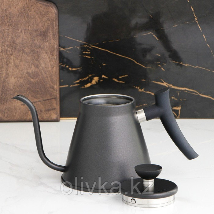 Кофейник из нержавеющей стали с длинным носиком «Пуровер», 1,2 л, 304 сталь, цвет чёрный - фото 3 - id-p113255749