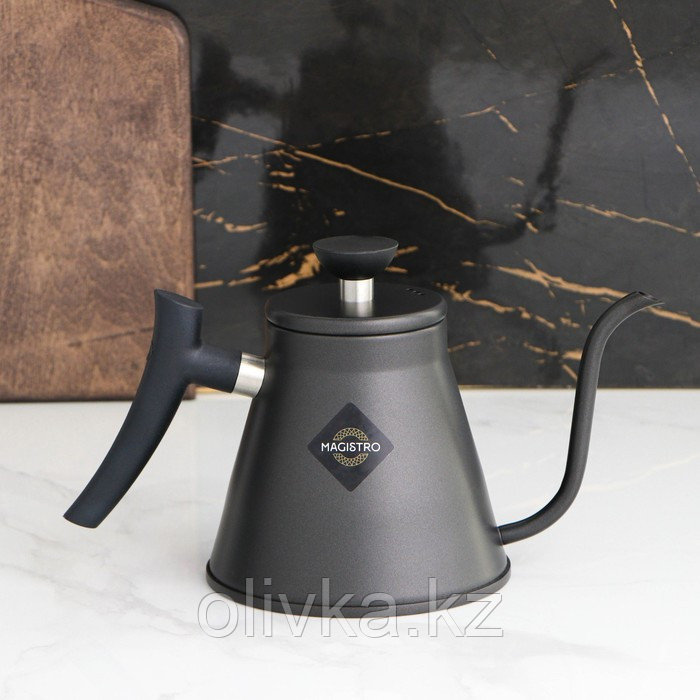 Кофейник из нержавеющей стали с длинным носиком «Пуровер», 1,2 л, 304 сталь, цвет чёрный - фото 4 - id-p113255749