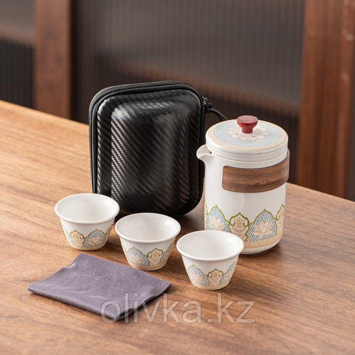 Набор для чайной церемонии 5 предметов на 3 персоны: чашка 50 мл, чайник 280 мл, белый - фото 1 - id-p113277368