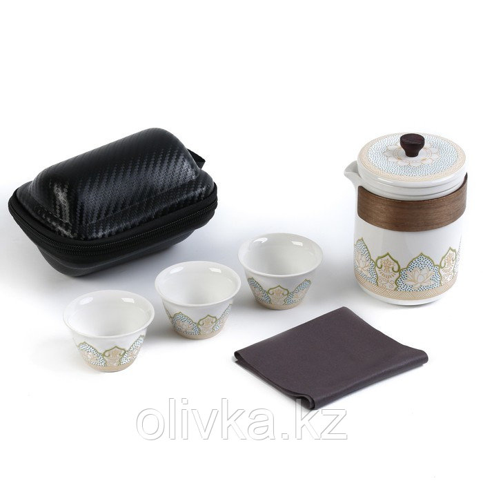 Набор для чайной церемонии 5 предметов на 3 персоны: чашка 50 мл, чайник 280 мл, белый - фото 2 - id-p113277368