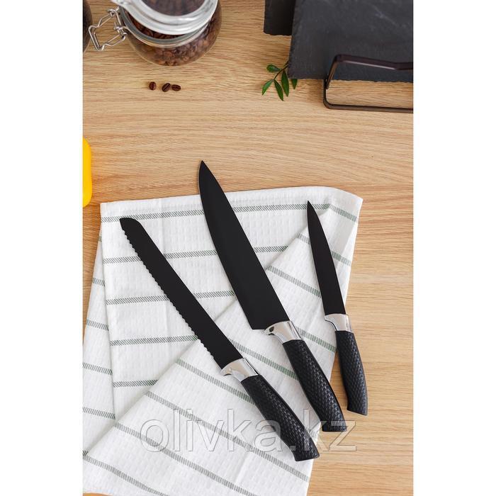 Нож с антиналипающим покрытием Доляна «Супер-блэк», лезвие 20 см, хлебный, цвет чёрный - фото 4 - id-p113258326