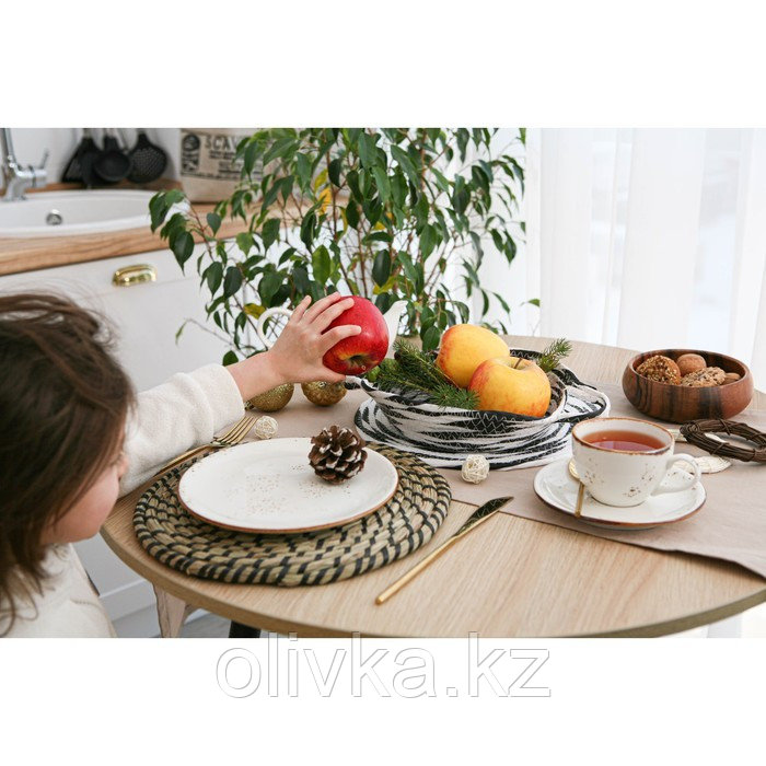 Салфетка сервировочная на стол Доляна «Солнце», d=30 см, цвет чёрный - фото 4 - id-p113257517