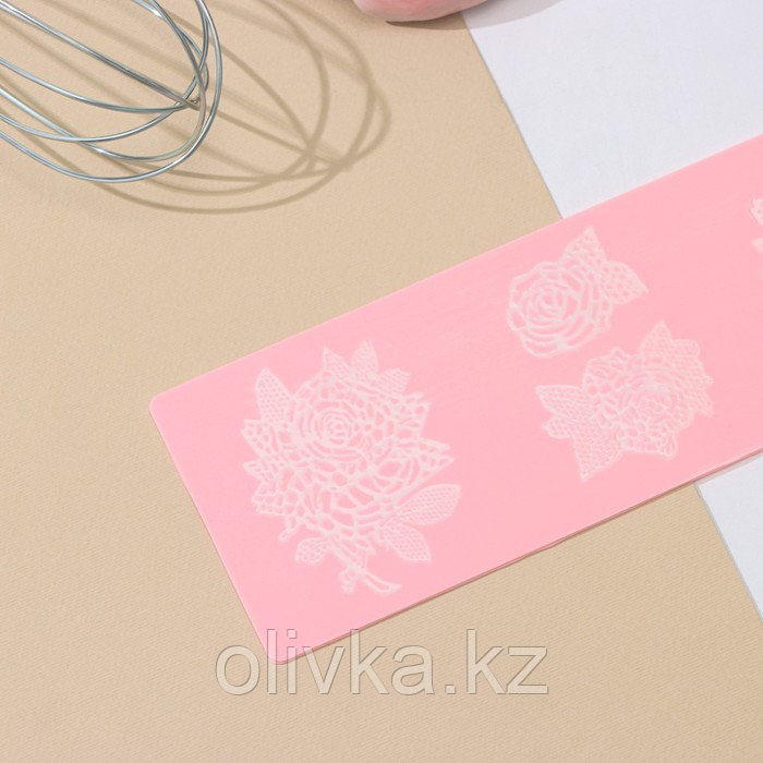 Силиконовый коврик для айсинга Доляна «Розы», 37,5×8×0,1 см, цвет розовый - фото 3 - id-p113275041