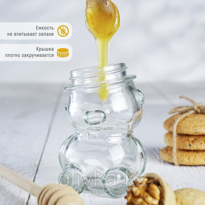 Баночка стеклянная для мёда и варенья Доляна «Медвежонок», 40 мл, 5×6,5 см - фото 6 - id-p113254853