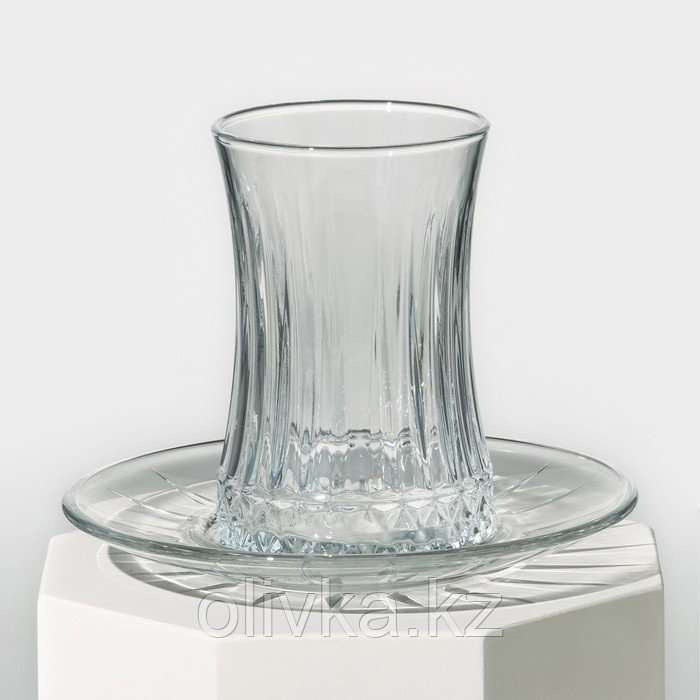 Набор стеклянный для чая Elysia, 12 предметов: стакан 200 мл, 6 шт, блюдце d=13 см, 6 шт - фото 2 - id-p113276669