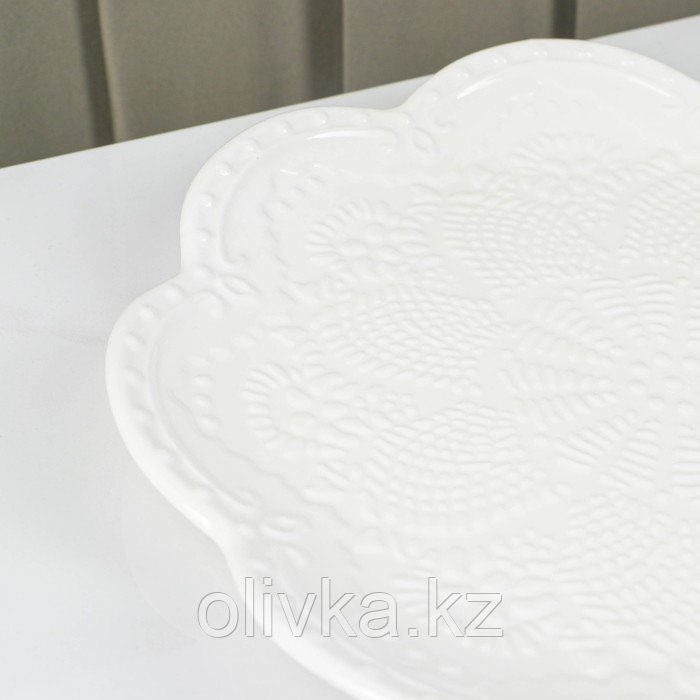 Тарелка фарфоровая Доляна «Сьюзен», d=27 см, цвет белый - фото 3 - id-p113254865