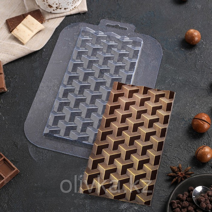 Форма для шоколада и конфет пластиковая «Плитка Кубики Экстра», цвет прозрачный - фото 1 - id-p113256727