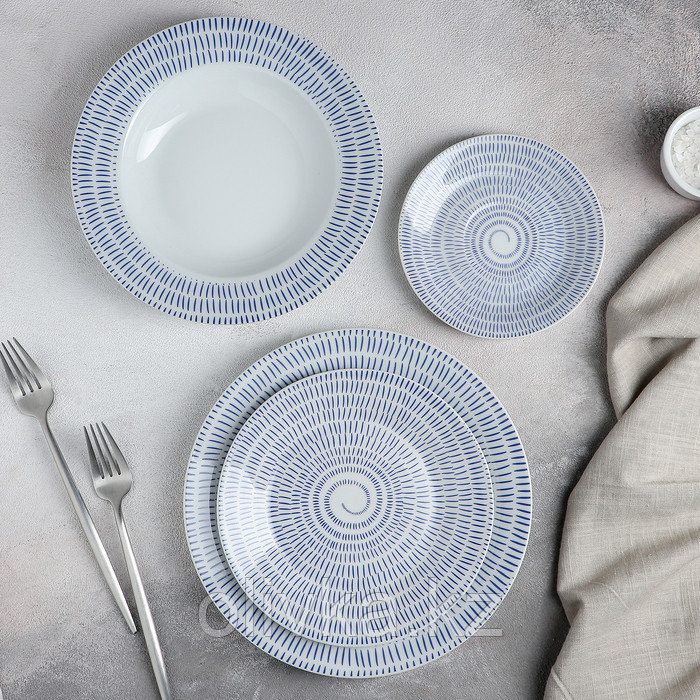 Набор посуды керамической Доляна «Антик», 24 предмета: тарелки d=19,5/20,5/24 см, чайная пара 200 мл, цвет - фото 3 - id-p113253933