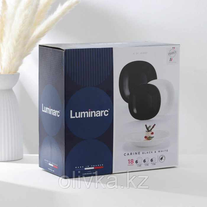 Сервиз столовый Luminarc Carine White&Black, стеклокерамика, 18 предметов, цвет белый и чёрный - фото 4 - id-p113249598