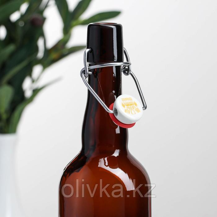Бутылка бугельная с пробкой, 750 мл, цвет коричневый - фото 2 - id-p113257528