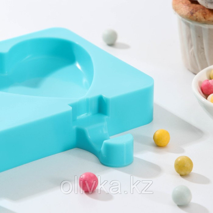 Форма силиконовая для мороженого «Сердечко», 19,5×14×2,5 см, 2 ячейки (8,4×9 см), цвет МИКС - фото 2 - id-p113251356