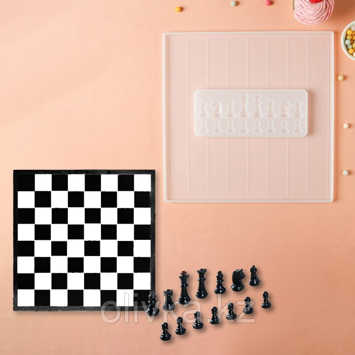 Набор силиконовых молдов Доляна «Шахматы», 2 предмета: доска 31×1 см, 20,5×8,5×1 см - фото 1 - id-p113260020