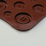 Форма силиконовая для льда и кондитерских украшений Доляна «Пуговки», 22×10,5 см, 19 ячеек, цвет шоколадный, фото 4