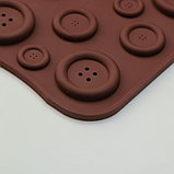 Форма силиконовая для льда и кондитерских украшений Доляна «Пуговки», 22×10,5 см, 19 ячеек, цвет шоколадный, фото 5