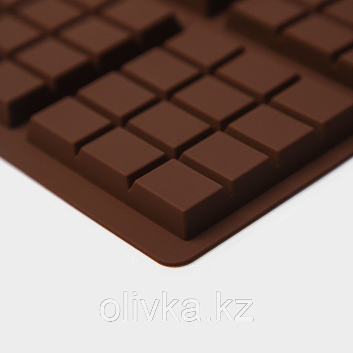 Форма силиконовая для шоколада Доляна «Плитка», 27,2×17,6×1 см, 6 ячеек (7,5×7,5см) , цвет коричневый - фото 4 - id-p113276706