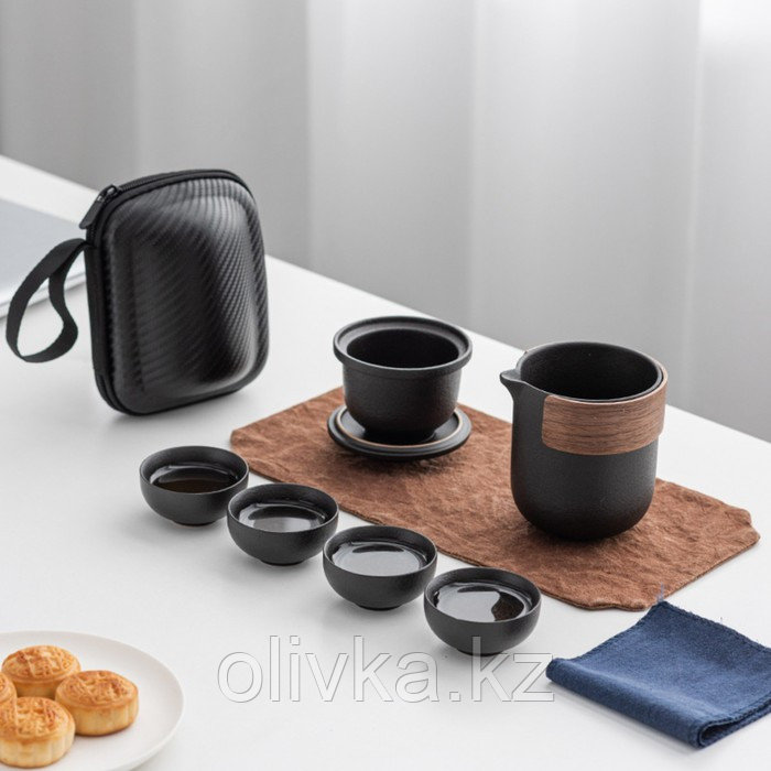 Набор для чайной церемонии 6 предметов на 4 персоны: чашка 35 мл, чайник 300 мл, черный - фото 2 - id-p113277401