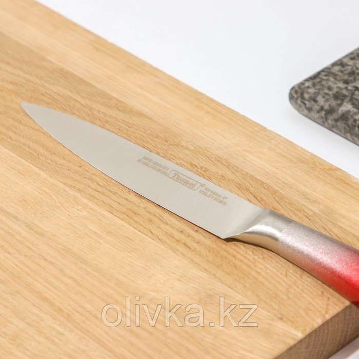 Нож кухонный Доляна «Спектр», лезвие 12 см, цельнометаллический, цвет МИКС - фото 3 - id-p113253154