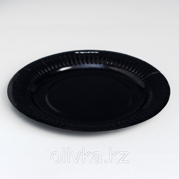 Тарелка одноразовая "Черная" ламинированная, картон, 18 см - фото 1 - id-p113267587