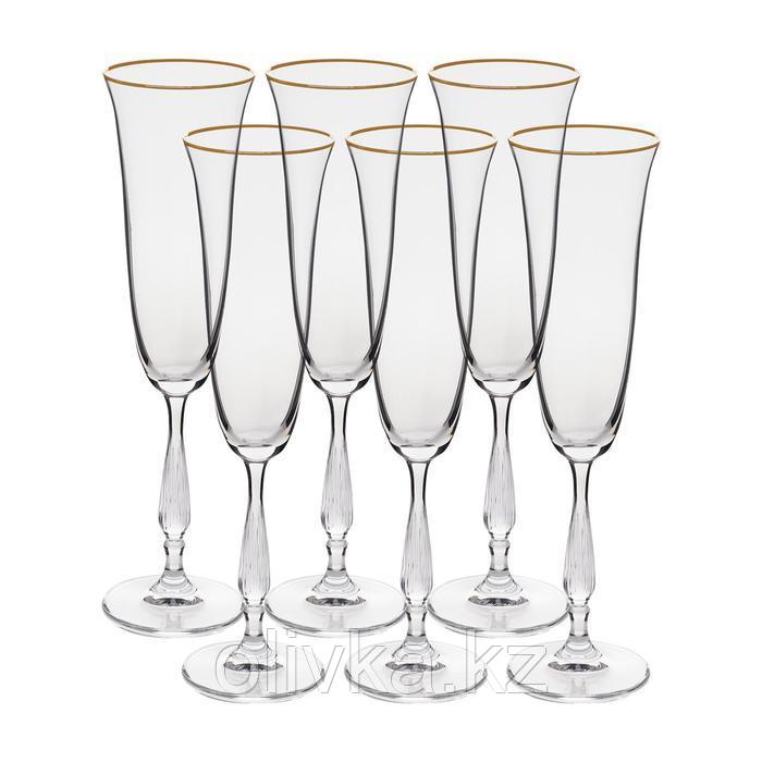 Набор бокалов для шампанского, декор «Отводка золото», 190 мл x 6 шт. - фото 2 - id-p113261808