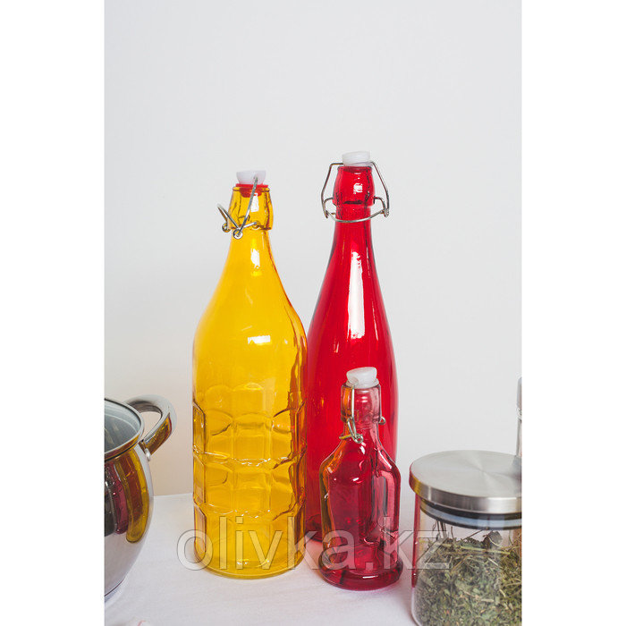 Бутылка стеклянная для соусов и масла с бугельным замком «Галерея», 1,11 л, 9×32 см цвет МИКС - фото 4 - id-p113242998