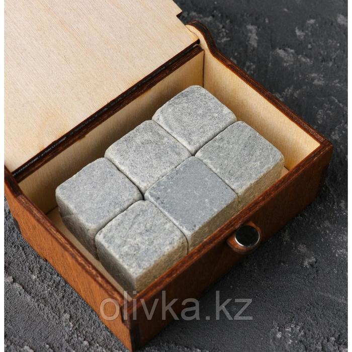 Камни для виски "Крепкий", в шкатулке с магнитом, натуральный стеатит, 6 шт - фото 3 - id-p113258364