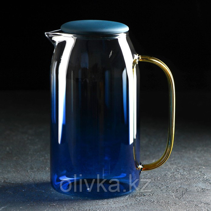 Набор для напитков из стекла «Модерн», 3 предмета: кувшин 1,5 л, 2 кружки 300 мл, цвет синий - фото 2 - id-p113266820