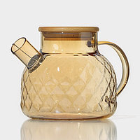Чайник заварочный стеклянный с бамбуковой крышкой и металлическим фильтром BellaTenero «Круиз», 1 л, цвет